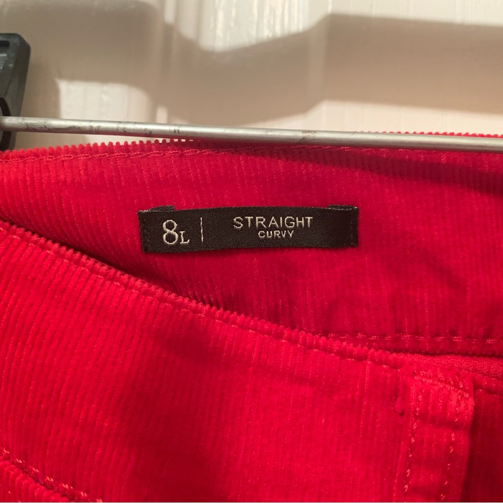 Red Corduroy 5 pocket straight legs pants. Size 8 Long.